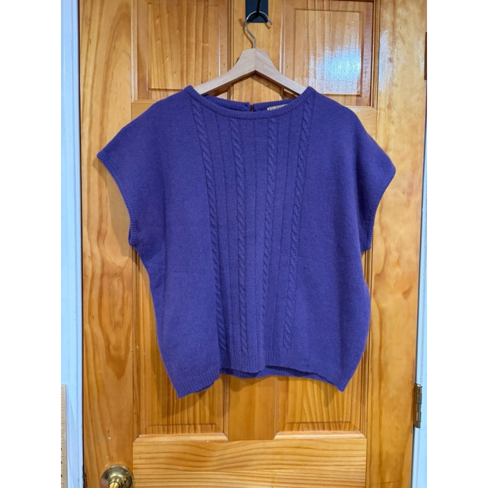 Gordon of Philadelphia Purple Lambswool Angora Cable Knit Sweater Vest Small